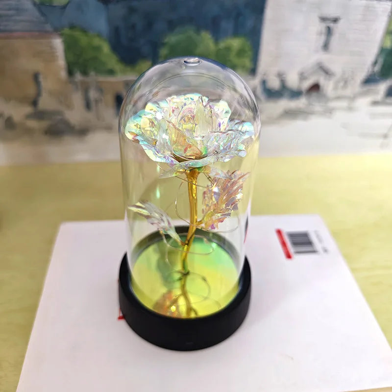 Galaxy Rose Flowers Valentines Day Gift for Girlfriend Eternal Rose LED Light Foil Flower Wedding Decor Christmas Gifts