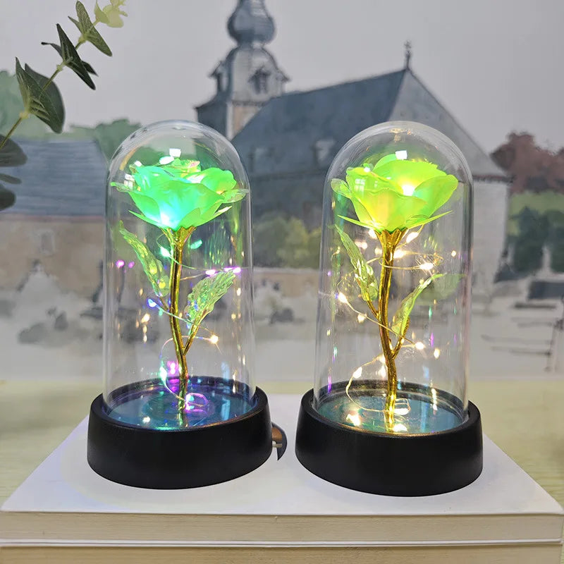 Galaxy Rose Flowers Valentines Day Gift for Girlfriend Eternal Rose LED Light Foil Flower Wedding Decor Christmas Gifts