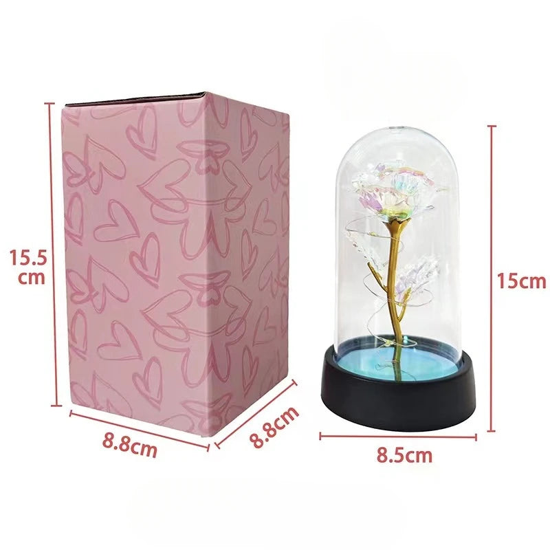 Galaxy Rose Flowers Valentines Day Gift for Girlfriend Eternal Rose LED Light Foil Flower Wedding Decor Christmas Gifts