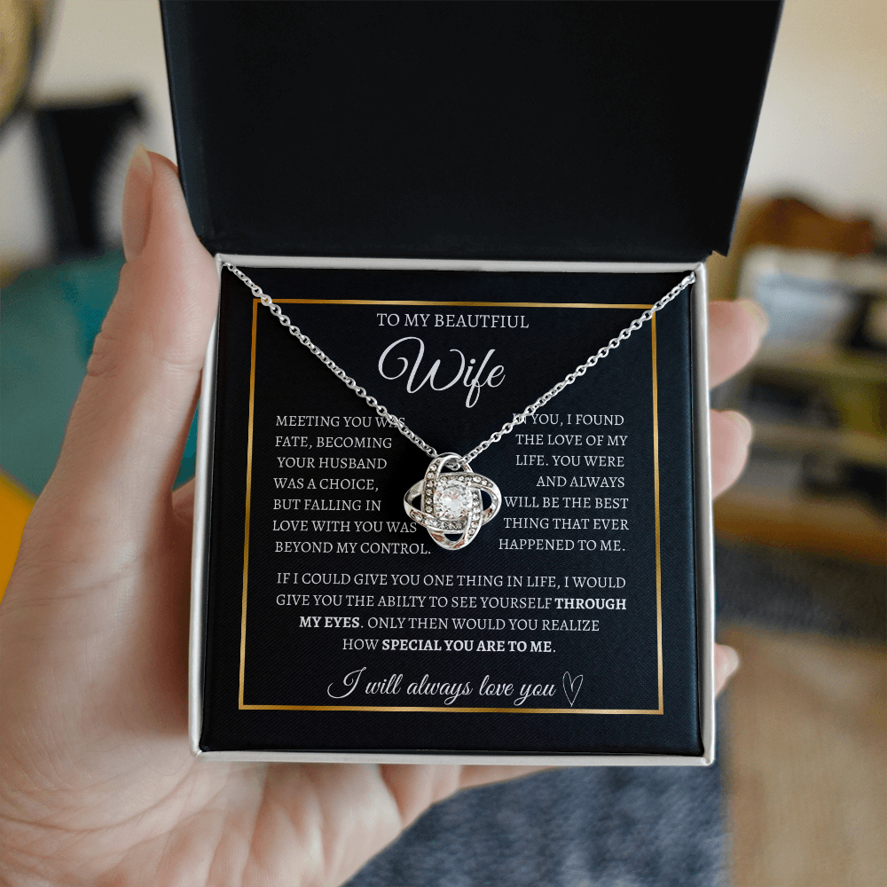 To My Beautiful Wife I Love note necklace