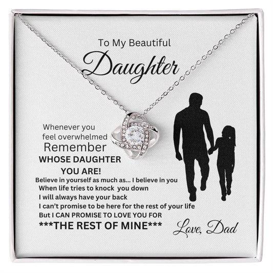 Gift For Daughter from Dad, Sterling Silver Daughter Necklace, Infinity Of Love Knot Pendant